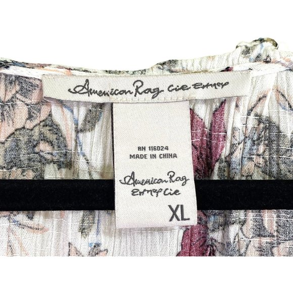 American Rag Bohemian‎ Floral Multicolor Top Shirt Blouse Lace Size M - Picture 4 of 6